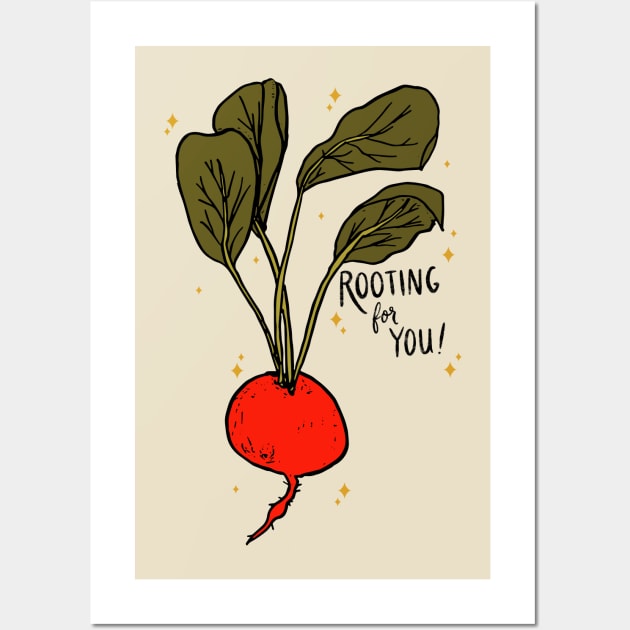 rooting for you - radish pun Wall Art by Maddyslittlesketchbook